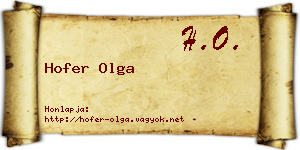 Hofer Olga névjegykártya